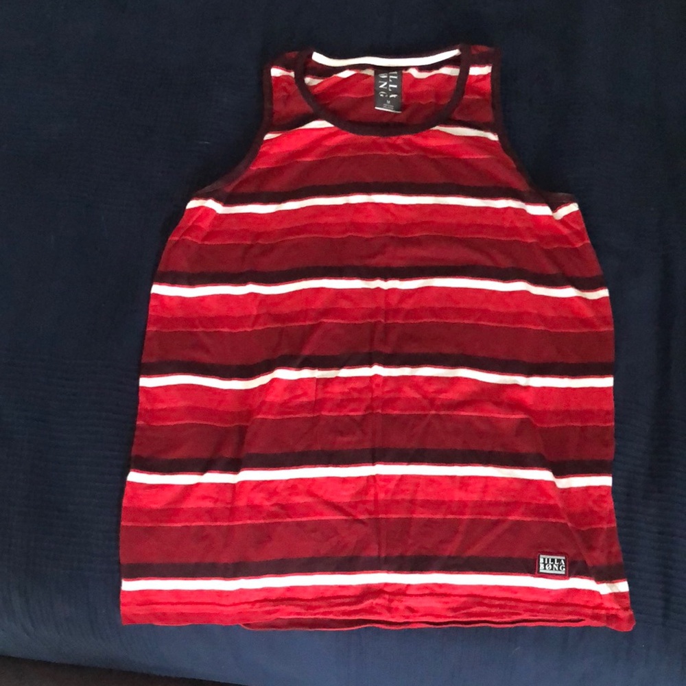 Mens M Red Striped Billabong Tank Top